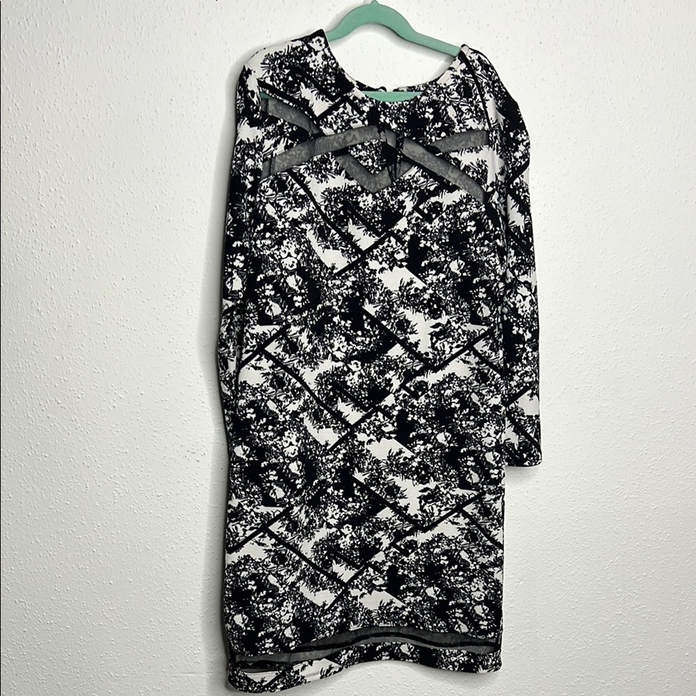 Xhilaration Black and White Cowl Neck Sheath Midi Dress